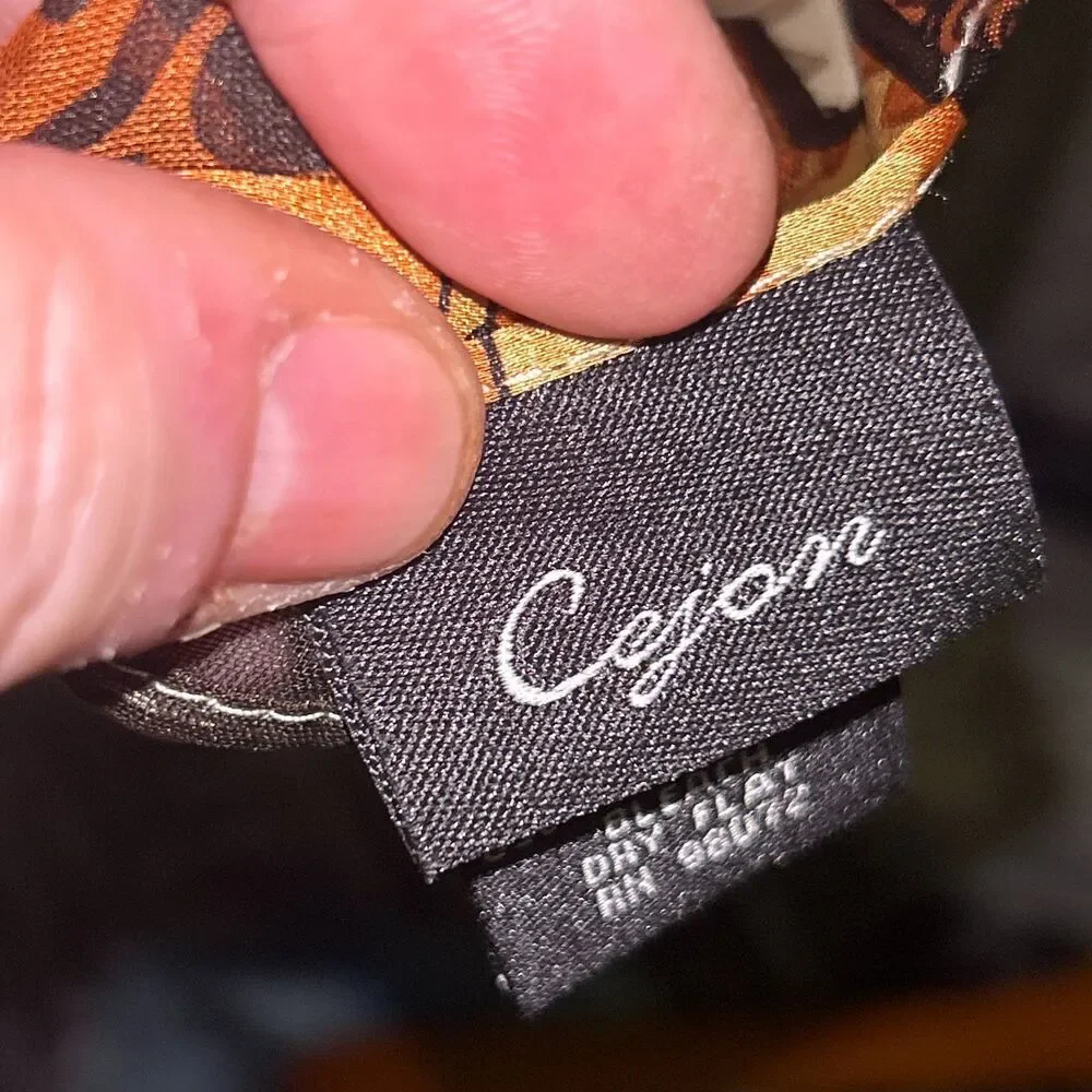 Cejon Beige Brown Floral Paisley Scarf 9 x 30